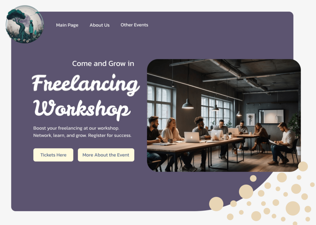 Landing page for freelance workshop in warming up challenge by Katy Fard