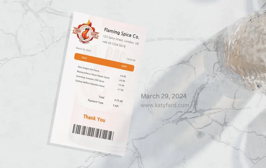 Receipt for Flamingo Spice